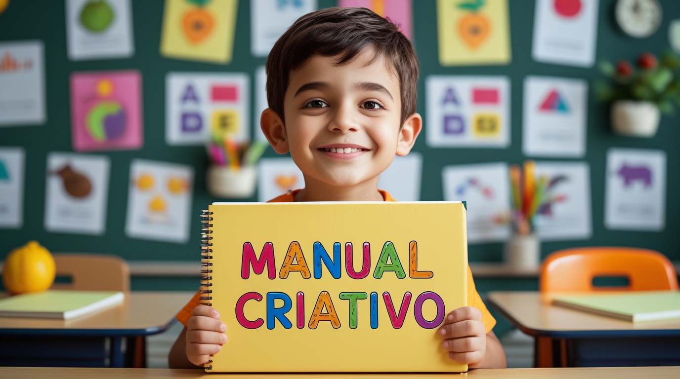 Criança segurando Manual Criativo